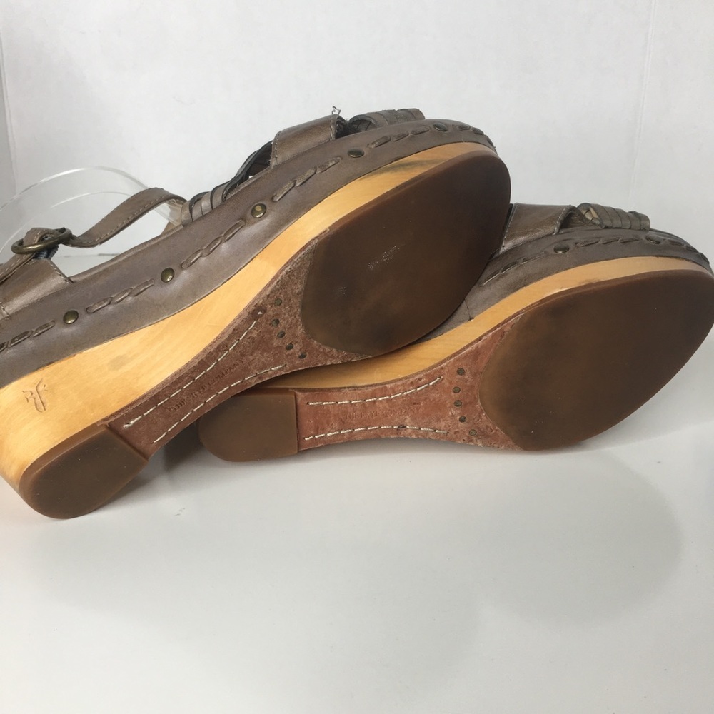 Frye Carlie Huarache Ankle Wedge Leather Sandals - Picture 6 of 11